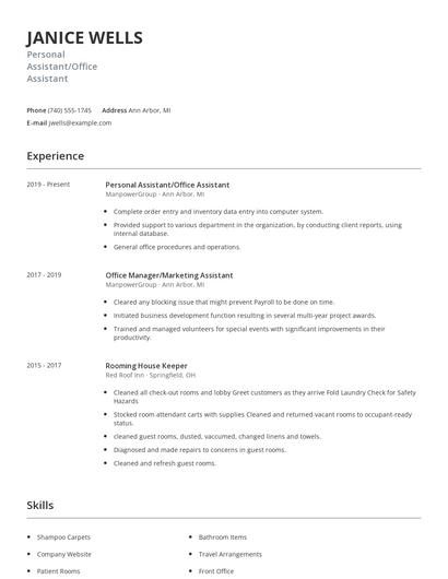 Personal Assistant/Office Assistant Resume