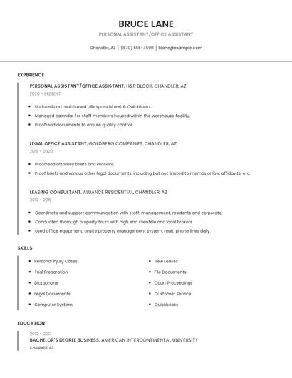 Personal Assistant/Office Assistant Resume