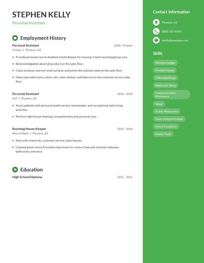Personal Assistant Resume