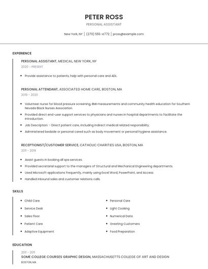 Personal Assistant Resume