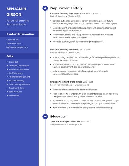 Personal Banking Representative Resume