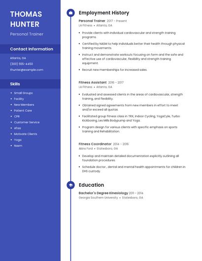 Personal Trainer Resume