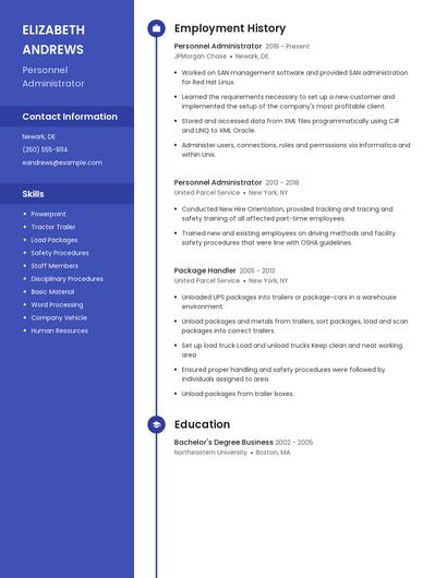 Personnel Administrator Resume