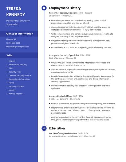 Personnel Security Specialist Resume