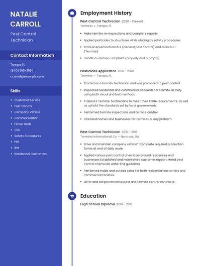 Pest Control Technician Resume