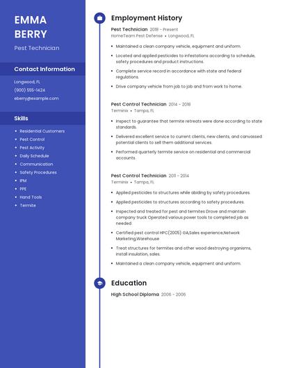 Pest Technician Resume