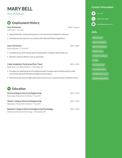 Pest Technician Resume