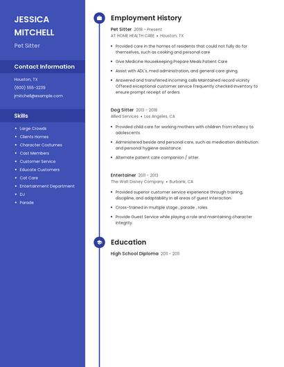 Pet Sitter Resume