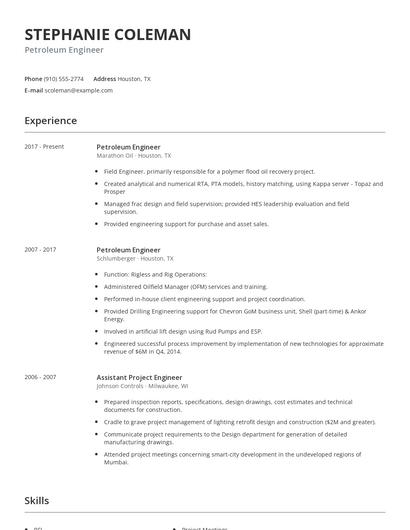 Petroleum Engineer Resume