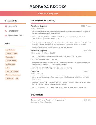 Petroleum Engineer Resume