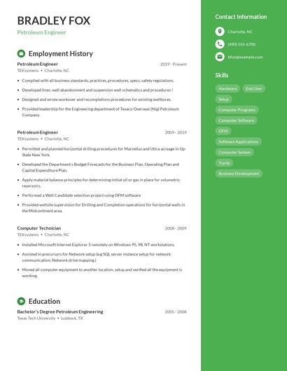 Petroleum Engineer Resume