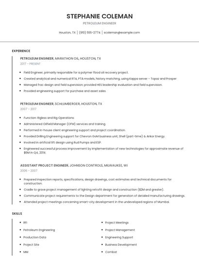 Petroleum Engineer Resume