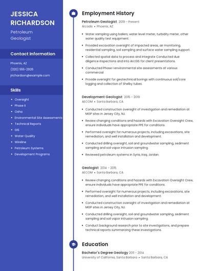 Petroleum Geologist Resume
