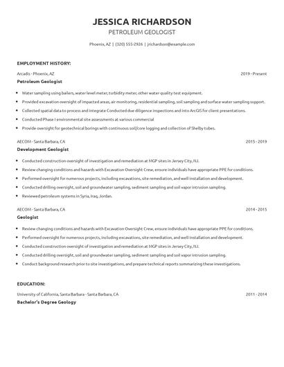 Petroleum Geologist Resume