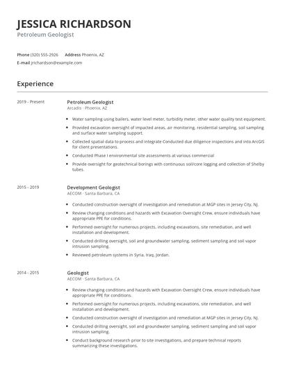 Petroleum Geologist Resume