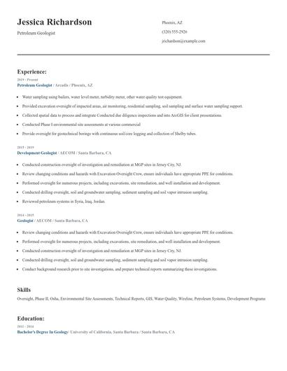Petroleum Geologist Resume