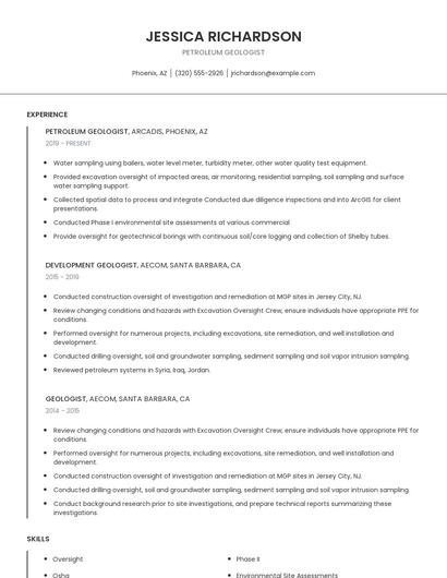 Petroleum Geologist Resume