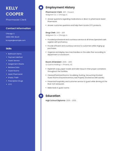 Pharmacist Clerk Resume