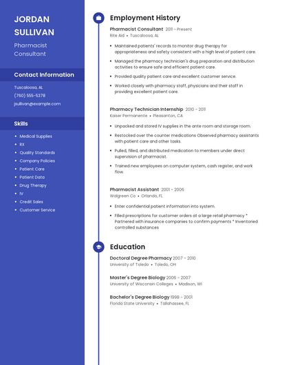 Pharmacist Consultant Resume