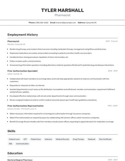 Pharmacist Resume