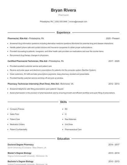 Resume example 1