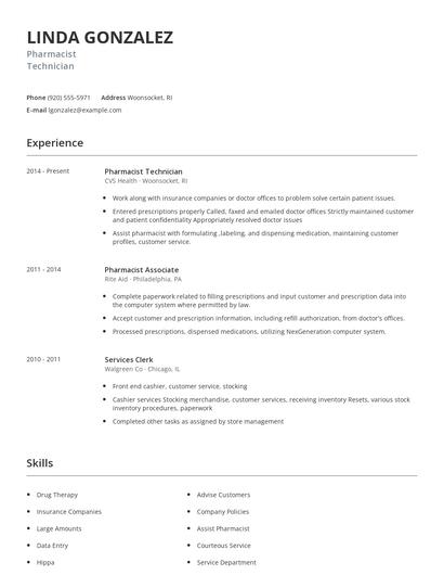 Pharmacist Technician Resume