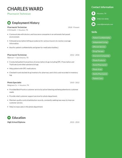 Pharmacist Technician Resume