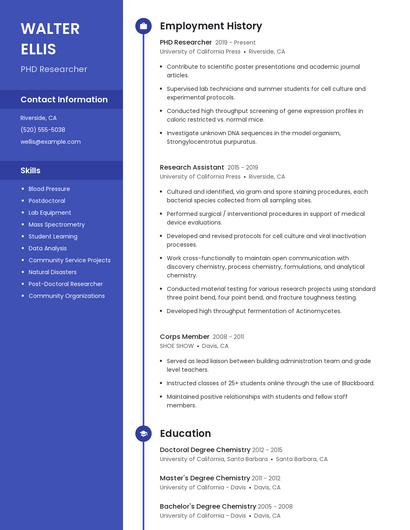 PHD Researcher Resume