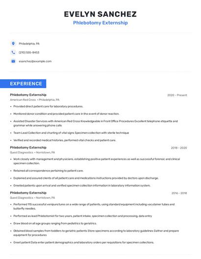 Phlebotomy Externship Resume