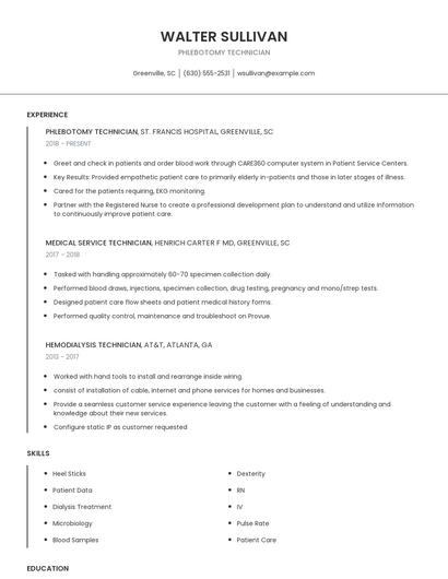 Phlebotomy Technician Resume
