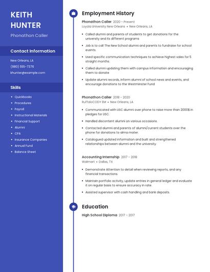 Phonathon Caller Resume