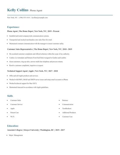Phone Agent Resume