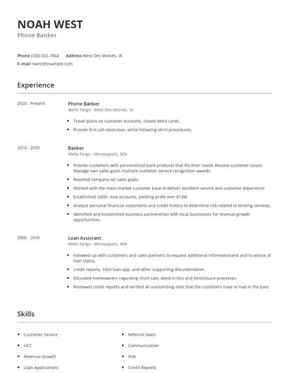 Phone Banker Resume