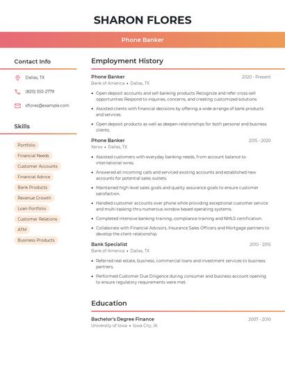 Phone Banker Resume