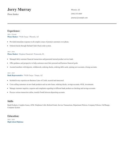 Phone Banker Resume