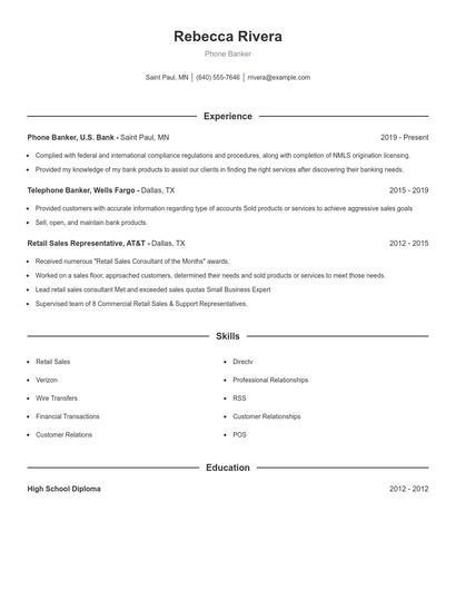 Phone Banker Resume