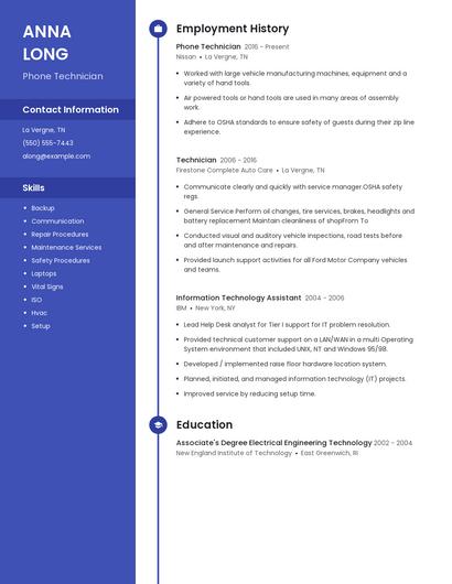 Phone Technician Resume