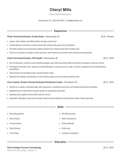 Resume example 1