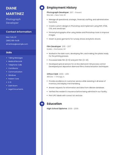 Photograph Developer Resume