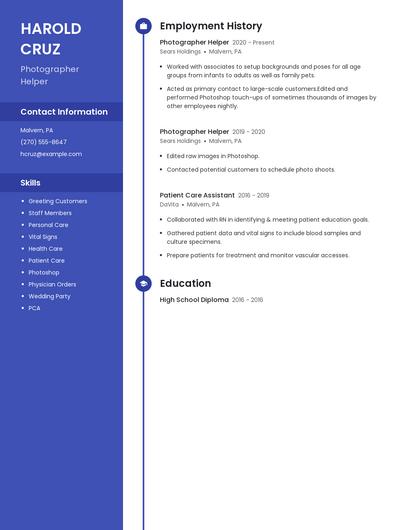 Photographer Helper Resume