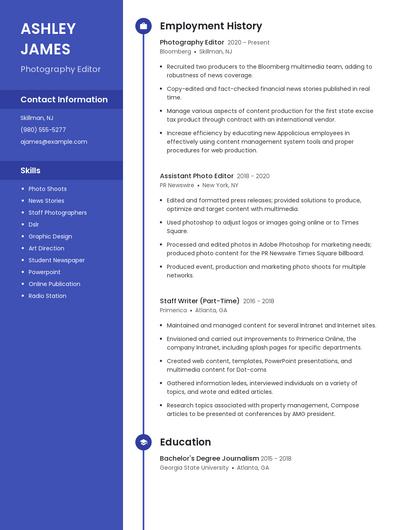 Photography Editor Resume