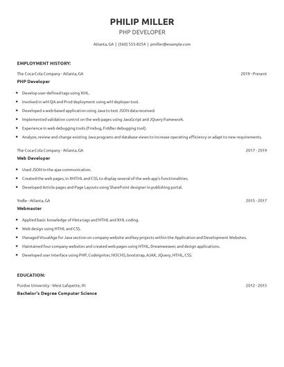 PHP Developer Resume