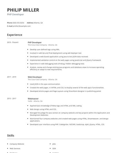 PHP Developer Resume