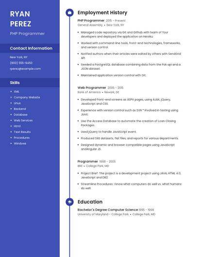 PHP Programmer Resume