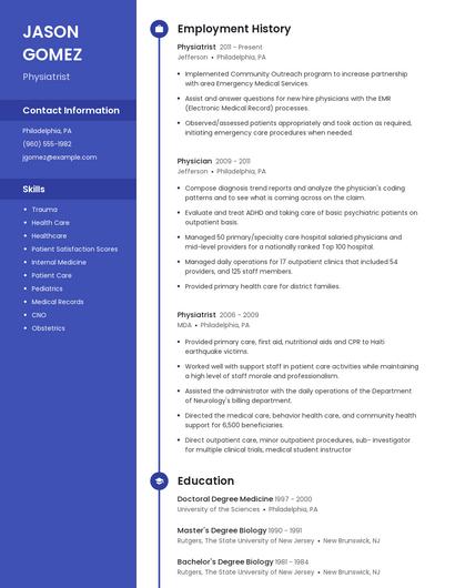 Physiatrist Resume