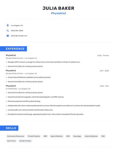 Physiatrist Resume