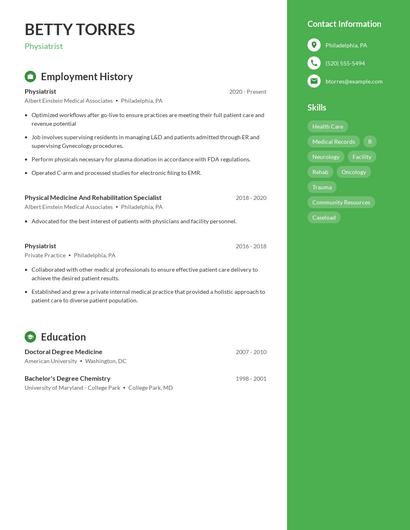 Physiatrist Resume