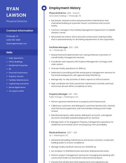 Physical Director Resume