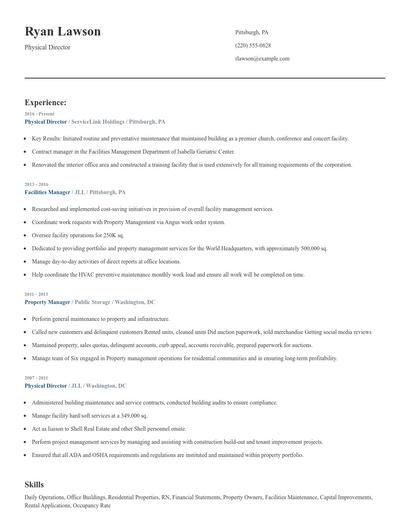 Physical Director Resume