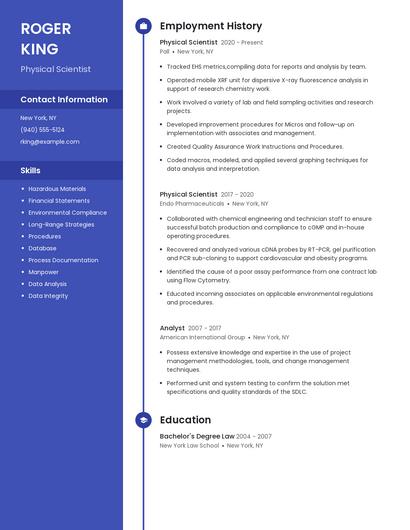 Physical Scientist Resume